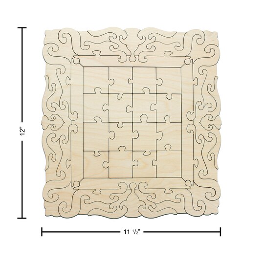 Leisure Arts Wood Puzzle Large Frame 50 pieces 12" x 11.5" Blank Puzzles, Make Your Own puzzle, Blank Puzzle Pieces Blank Wooden Puzzles DIY Jigsaw Puzzles, blank puzzles to draw on